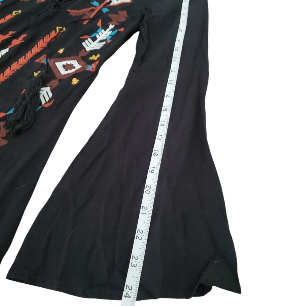 Embroidered Black Maxi Dress w/ Side Slits Size S Native American Boho Nasty Gal - Picture 6 of 12